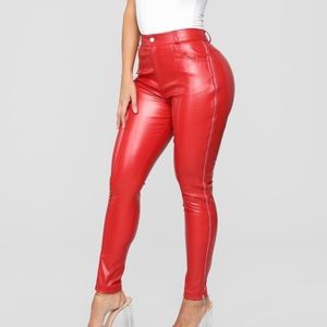 Fashion Nova Just Zip It Pants - Red